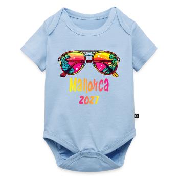 Mallorca 2027 Sonnenbrillen-Design - Baby Premium Kurzarmbody - Hellblau - Vorne