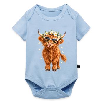 Highland Cow, Schottisches Rind, Hochland Rind - Baby Premium Kurzarmbody - Hellblau - Vorne