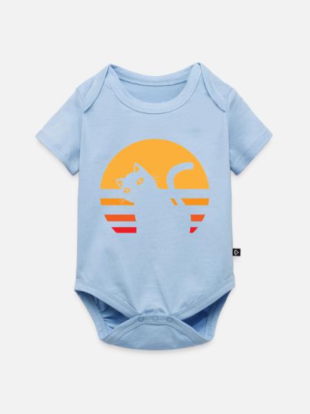 Katze Sonnenuntergang - Baby Premium Kurzarmbody - Hellblau