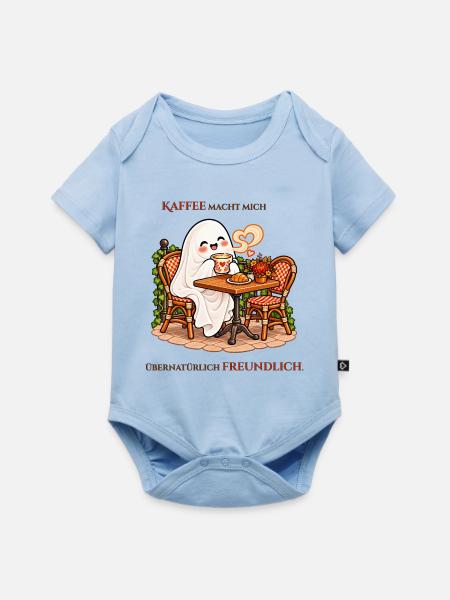 Übernatürlich freundlich dank Kaffee - Baby Premium Kurzarmbody - Hellblau