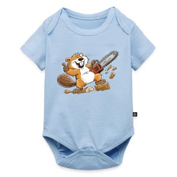 Neun Gänse, neun Stimmungen: lustig, wild, verrück - Baby Premium Kurzarmbody - Hellblau - Vorne