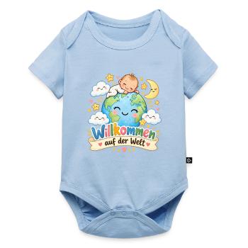 Willkommen auf der Welt Baby - Baby Premium Kurzarmbody - Hellblau - Vorne