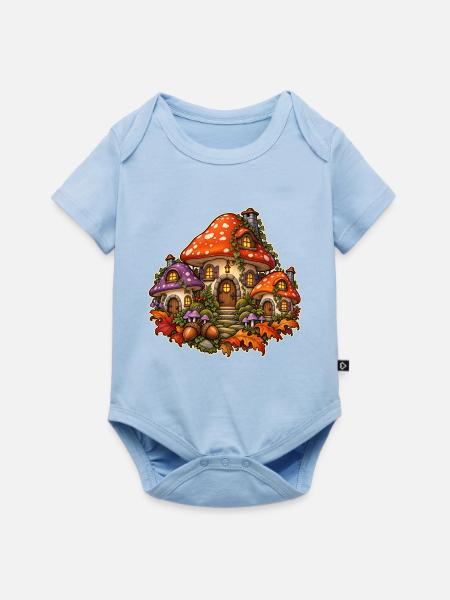Pilzdorf - Baby Premium Kurzarmbody - Hellblau