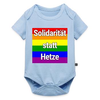 SOLIDARITÄT STATT HETZE REGENBOGEN ZUSAMMENHALT - Baby Premium Kurzarmbody - Hellblau - Vorne