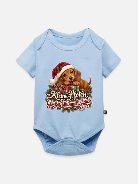 Dackel Kleine Pfoten Weihnachtsglück - Baby Premium Kurzarmbody - Hellblau