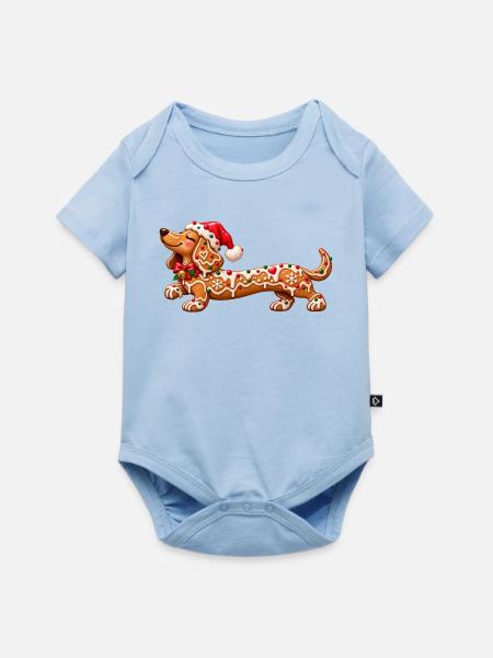 Weihnachtlicher Lebkuchen-Dackel - Baby Premium Kurzarmbody - Hellblau