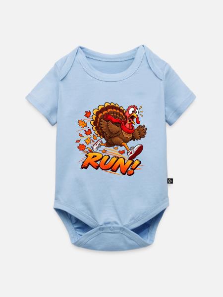 Turkey Run Costume Thanksgiving Running - Baby Premium Kurzarmbody - Hellblau