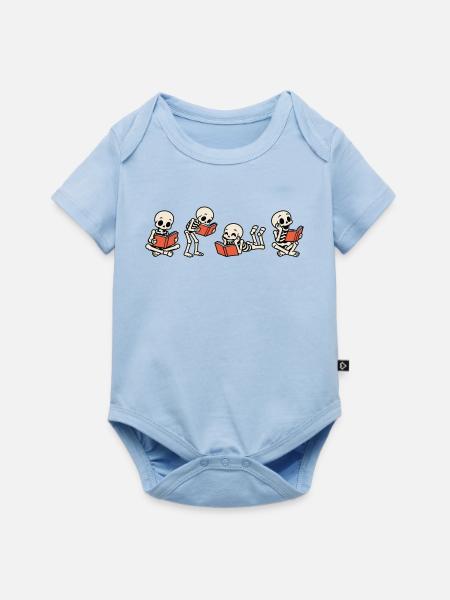 Büchergestützte Skelette-Lesebücher - Baby Premium Kurzarmbody - Hellblau
