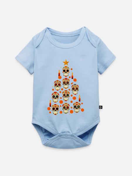 Sugar Skull Christmas Tree Design - Baby Premium Kurzarmbody - Hellblau