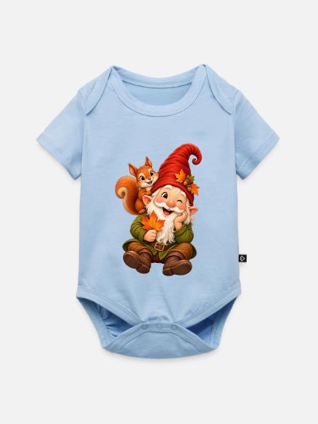 Wichtel mit Eichhörnchen - Baby Premium Kurzarmbody - Hellblau