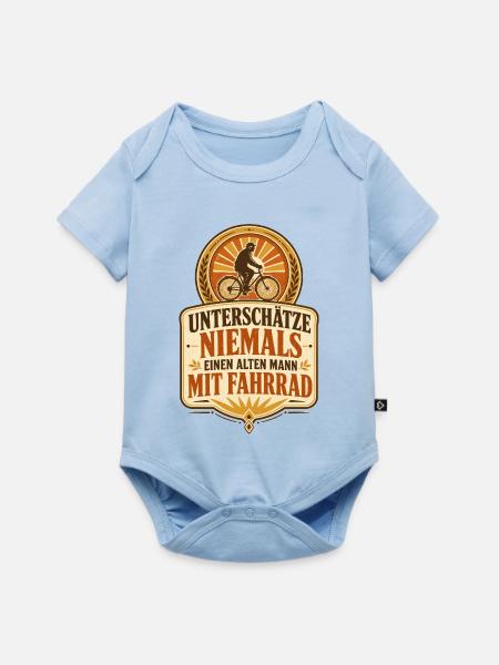 Alter Mann mit Fahrrad Retro-Badge - Baby Premium Kurzarmbody - Hellblau