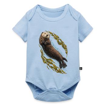 Seeotter dreht sich durch den Seetang - Baby Premium Kurzarmbody - Hellblau - Vorne