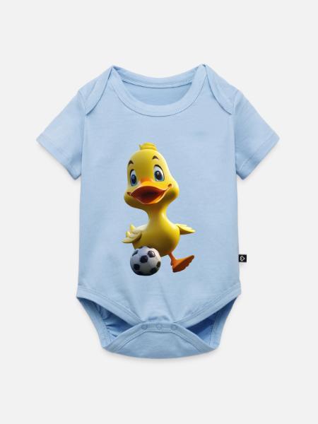 Duck Maskottchen Fußballkick - Baby Premium Kurzarmbody - Hellblau