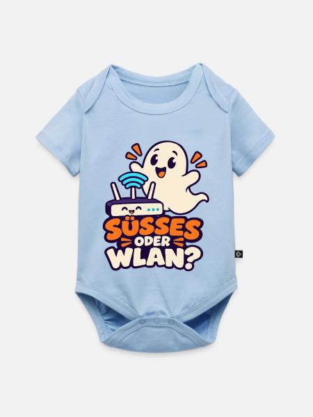 Halloween-Geist – Süßes oder WLAN? - Baby Premium Kurzarmbody - Hellblau