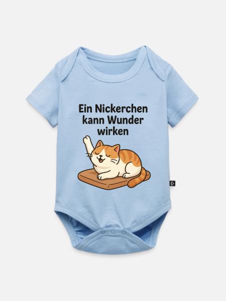 Witziges Kätzchen Nickerchen - Baby Premium Kurzarmbody - Hellblau