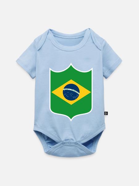 Brasilien Flagge Wappen - Baby Premium Kurzarmbody - Hellblau
