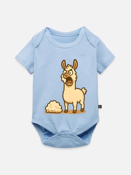 Humorvolle Lama Illustration  - Baby Premium Kurzarmbody - Hellblau
