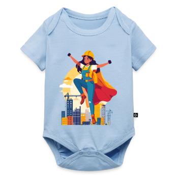 Héroïne de la construction du motif des ouvriers sur chantier - Body à manches courtes Premium Bébé - bleu clair - Devant