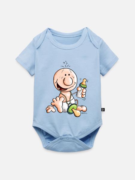Glückliches Baby - Baby Premium Kurzarmbody - Hellblau