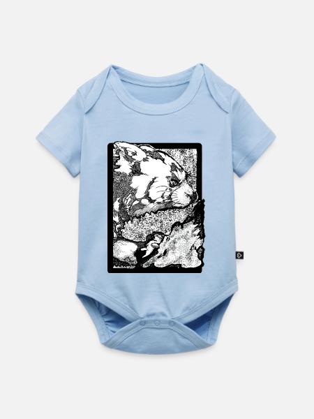 Roter Panda klettert auf Fels (Schwarzweiß) - Baby Premium Kurzarmbody - Hellblau