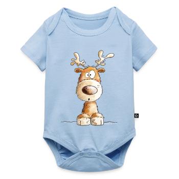 Petit Renne de Noël par MODARTIS - Body à manches courtes Premium Bébé - bleu clair - Devant