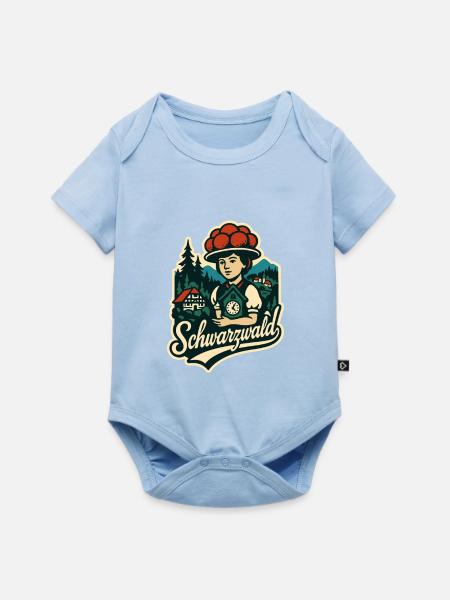 Schwarzwald Heimat Illustration mit Bollenht - Baby Premium Kurzarmbody - Hellblau