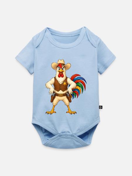 Hahn als Sheriff - Baby Premium Kurzarmbody - Hellblau