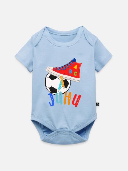ABC-Schützen mit Fußball-Liebe - Baby Premium Kurzarmbody - Hellblau