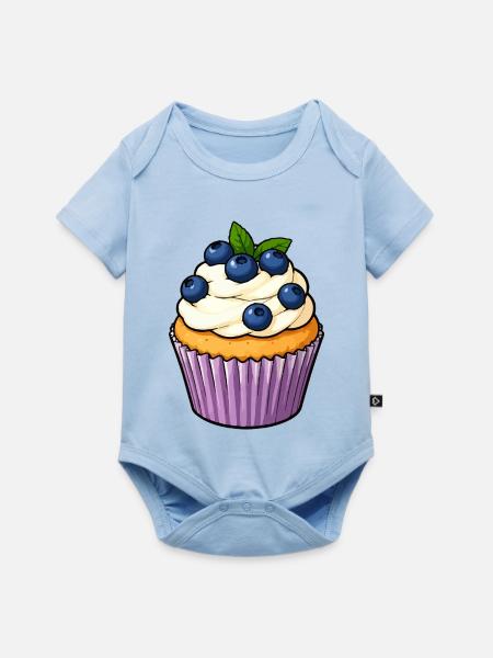 Blaubeer Cupcake Illustration - Baby Premium Kurzarmbody - Hellblau