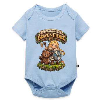 Little Shieldmaiden - Brave & Fierce - Baby Premium Kurzarmbody - Hellblau - Vorne