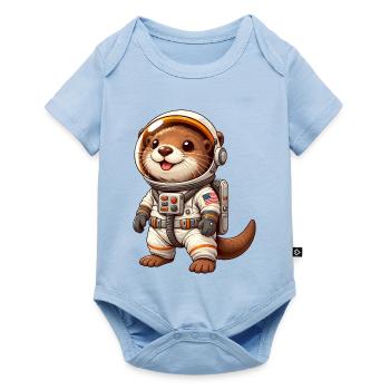 Otter Astronaut im Weltraum Cartoon - Baby Premium Kurzarmbody - Hellblau - Vorne