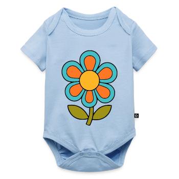 70s flower pattern retro flowerpower - Baby Premium short-sleeve bodysuit - light blue - Front