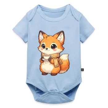 Renard câlin avec thé et écharpe - Body à manches courtes Premium Bébé - bleu clair - Devant