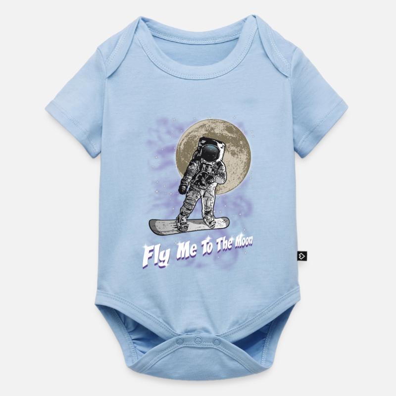 Cosmonaute et snowboard - Body à manches courtes Premium Bébé - bleu clair