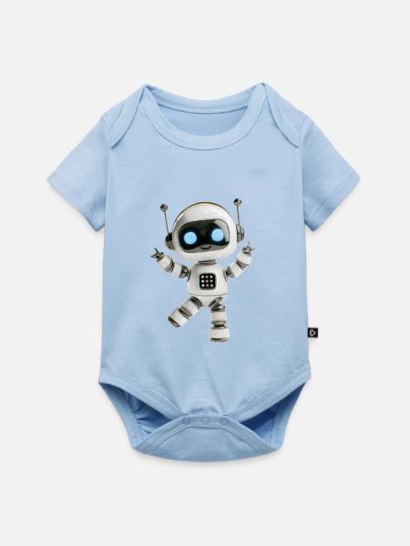 Roboter Party - Baby Premium Kurzarmbody - Hellblau