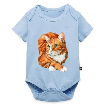 Orangefarbene Katze ruht sich aus - Baby Premium Kurzarmbody - Hellblau - Vorne