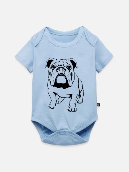 Bulldogge schwarz  - Baby Premium Kurzarmbody - Hellblau