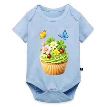 Spring cupcake with flowers - Baby Premium short-sleeve bodysuit - light blue - Front