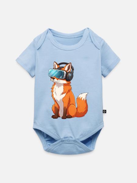 Fuchs VR Brille Virtual Reality Cartoon - Baby Premium Kurzarmbody - Hellblau
