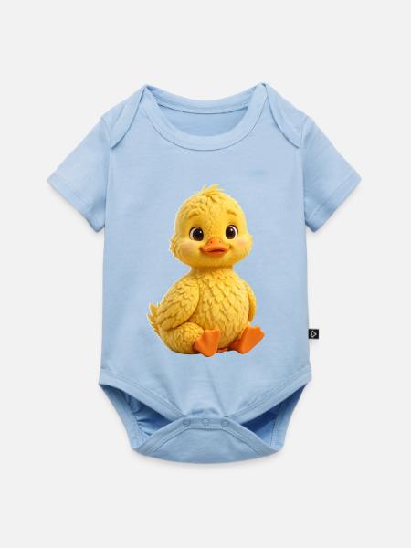 Sonneniger Entlein-Plüsch-Charme - Baby Premium Kurzarmbody - Hellblau
