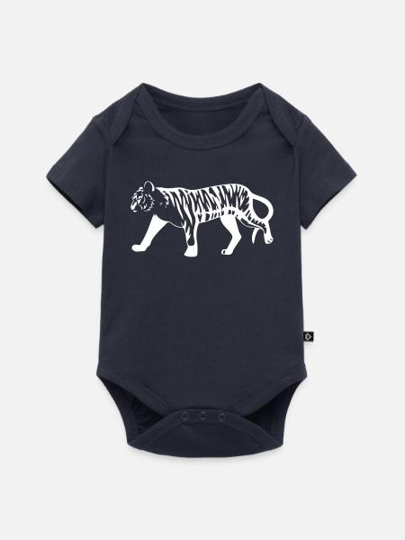 Stilisierter Tiger mit Tiermuster - Baby Premium Kurzarmbody - Navy