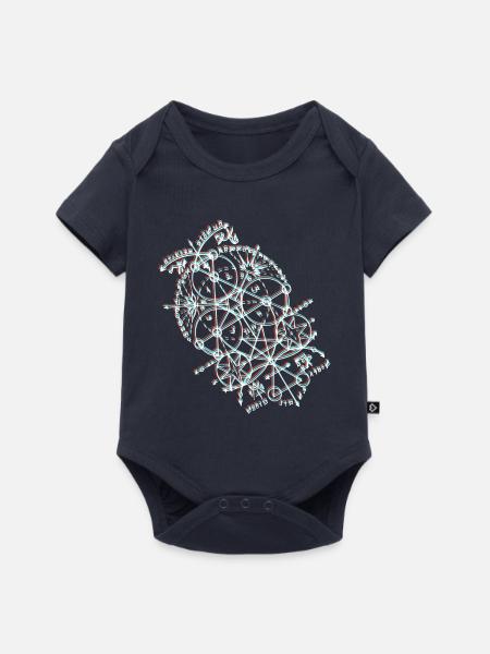 Anaglyphische geometrische Bahn - Baby Premium Kurzarmbody - Navy
