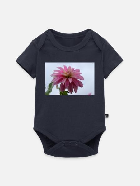 Dahlie pink rosa Blüte ,Blume - Baby Premium Kurzarmbody - Navy