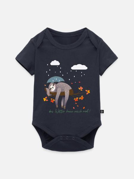 Faultier im Regen - Baby Premium Kurzarmbody - Navy