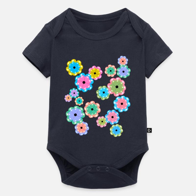 Mandala de printemps fleurs, fleurs, - Body à manches courtes Premium Bébé - bleu marine