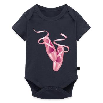 Ballerines roses & ruban de satin - Motif de danse élégant - Body à manches courtes Premium Bébé - bleu marine - Devant