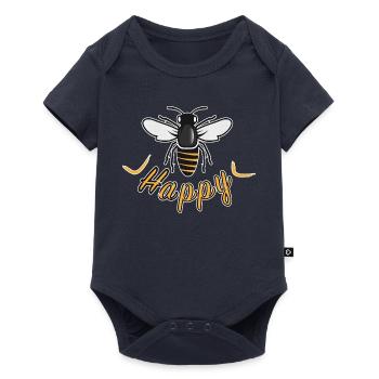 Abeille heureuse avec l’inscription « Happy » - Body à manches courtes Premium Bébé - bleu marine - Devant