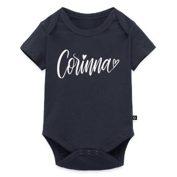 Corinna Écriture manuscrite avec cœur - Body à manches courtes Premium Bébé - bleu marine - Devant