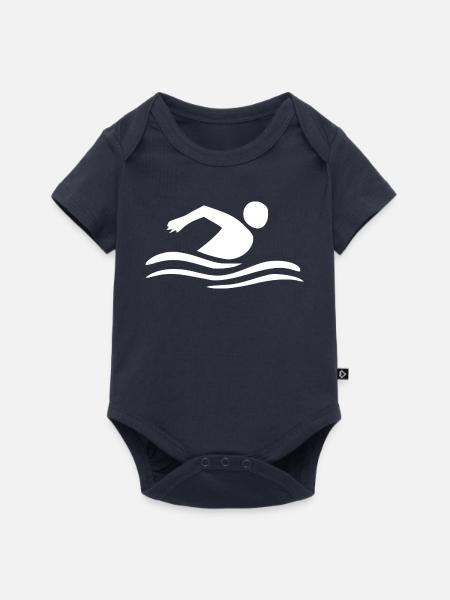 Schwimmen Schwimmer - Baby Premium Kurzarmbody - Navy