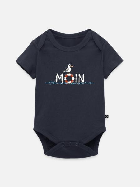 Moin Spruch Möwe Rettungsring Maritim - Baby Premium Kurzarmbody - Navy